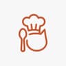 Cook Journal logo, a cat wearing a chef hat next to a spoon